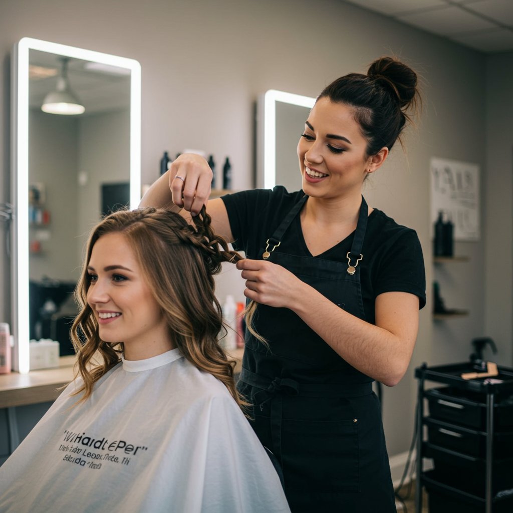 Hairstylist-Demonstrating-Braid-To-Client