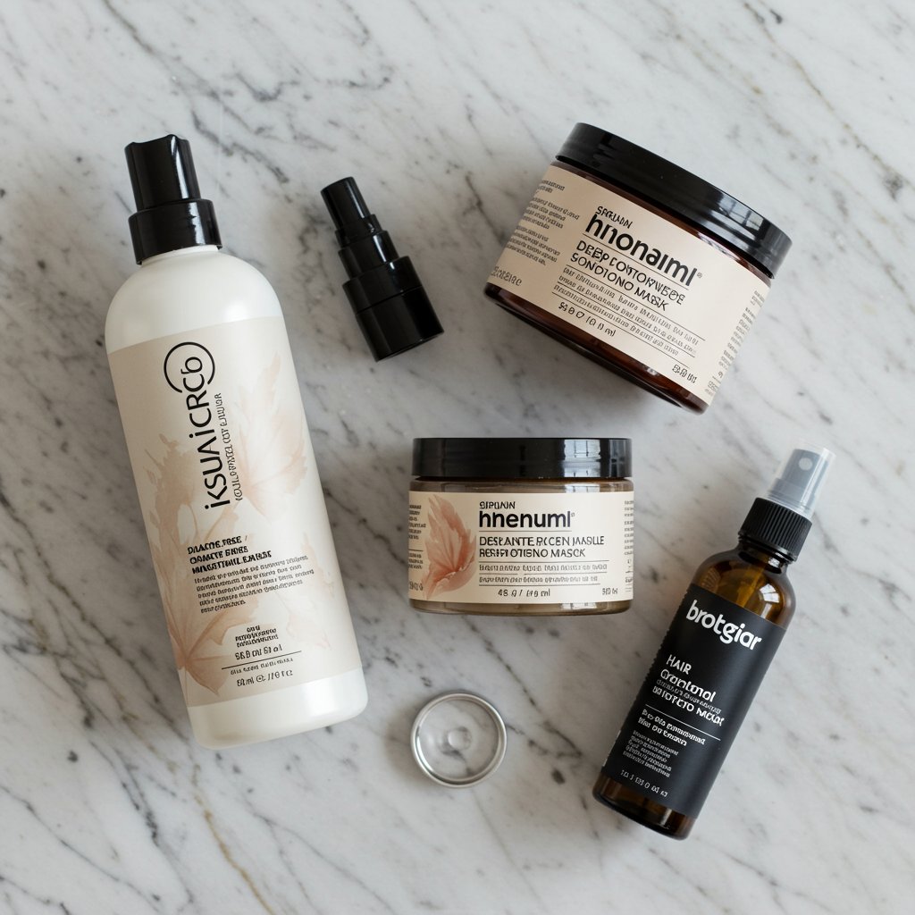 Flat Lay Of Professional Hair Care Products