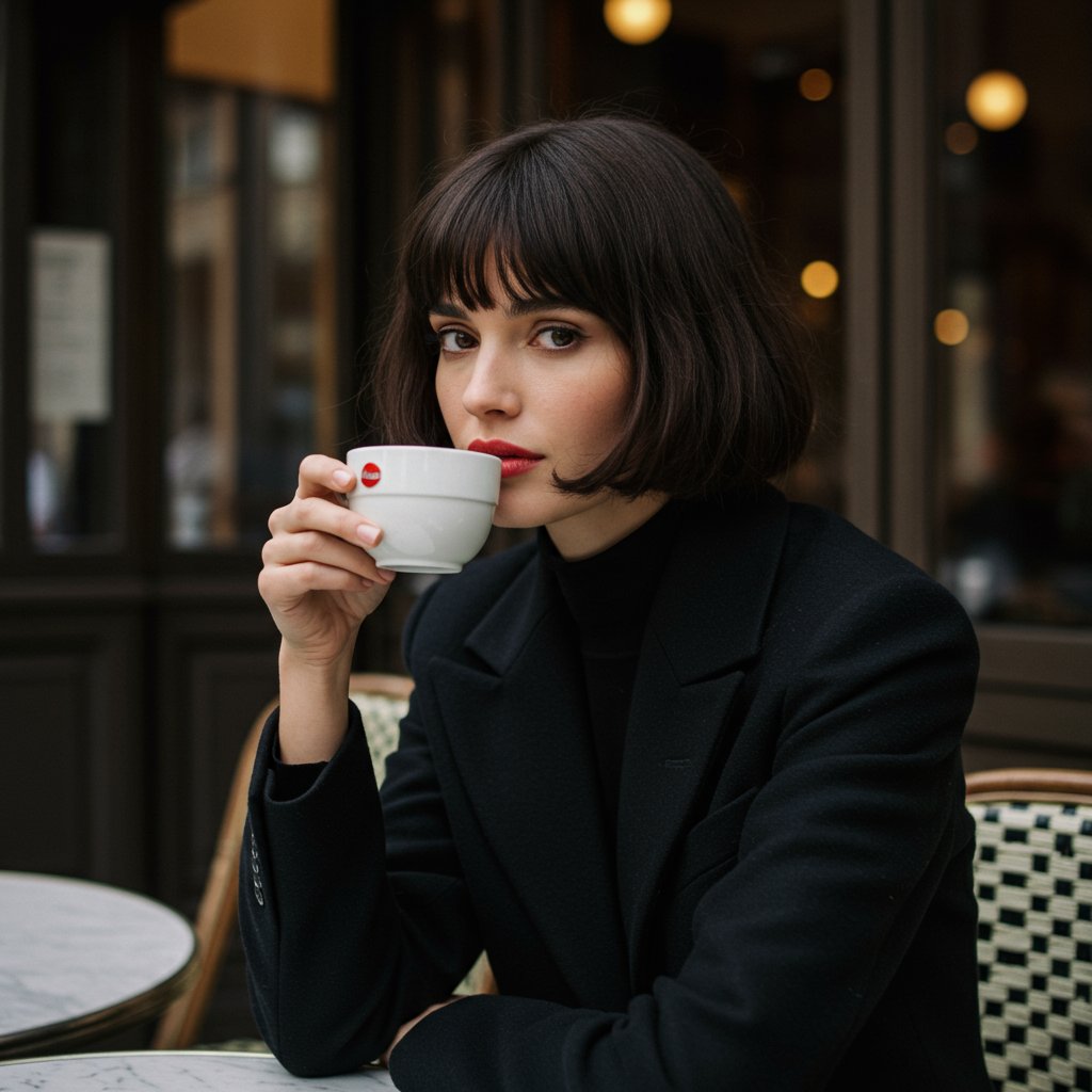 Parisian Woman With French Bob And Bangs