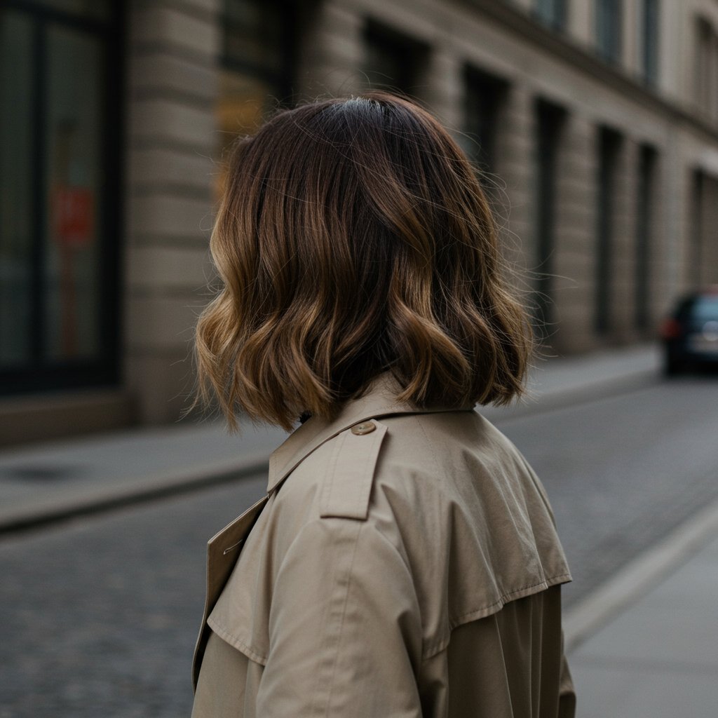 Woman With Collarbone Lob On Street