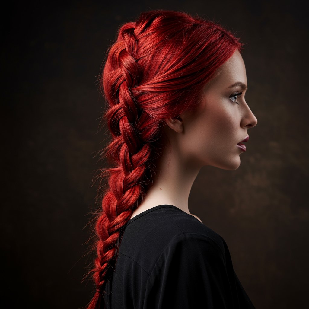 Elegant-Waterfall-Braid-On-Red-Hair