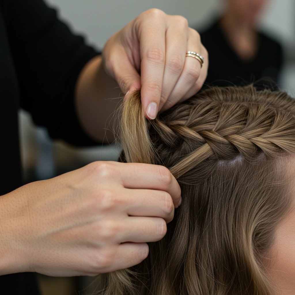 Stylist-Pancaking-A-Braid