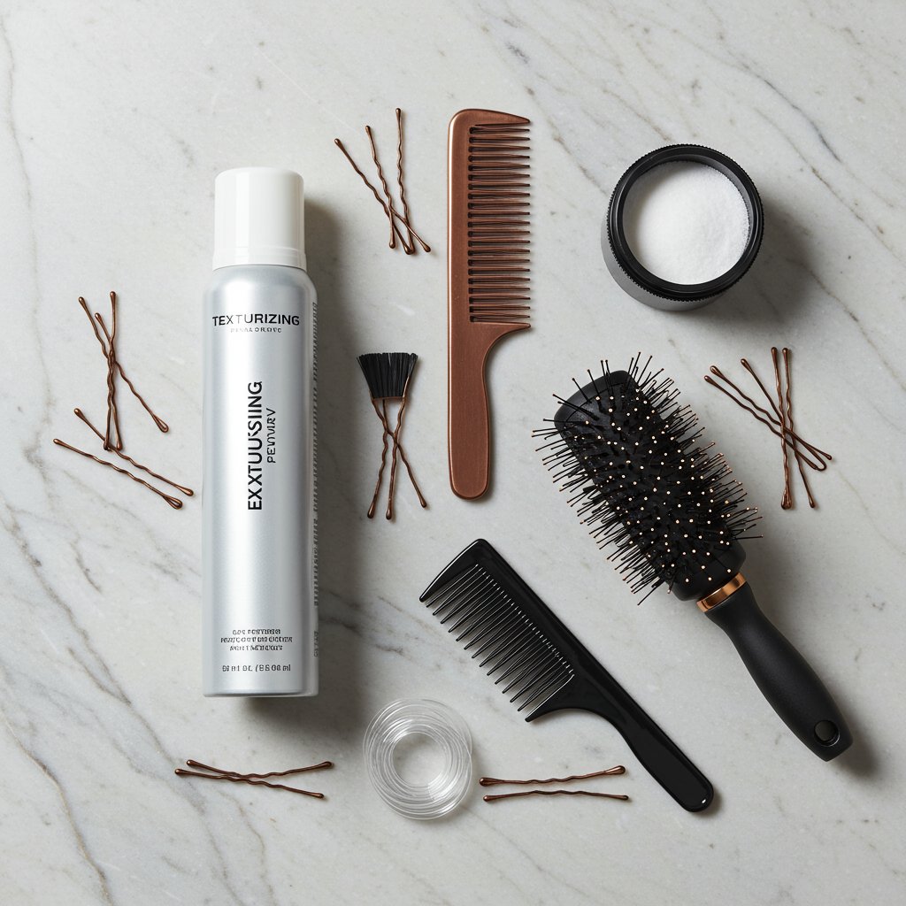 Flat Lay Of Professional Hair Styling Tools