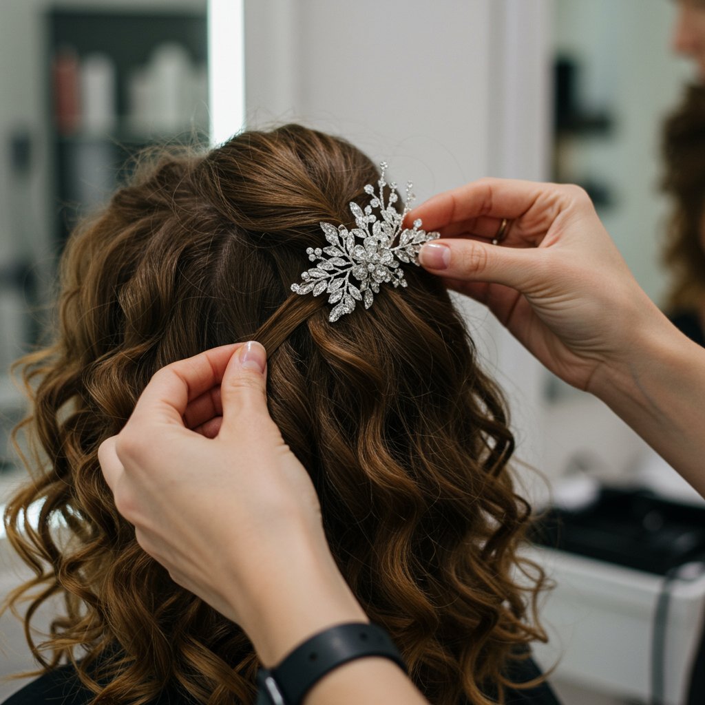 Stylist Adjusting Clip In Hair
