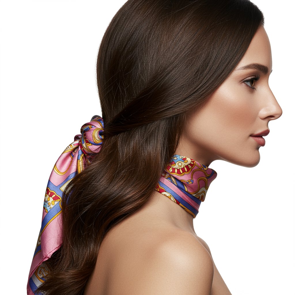 Woman With Silk Scarf Texture