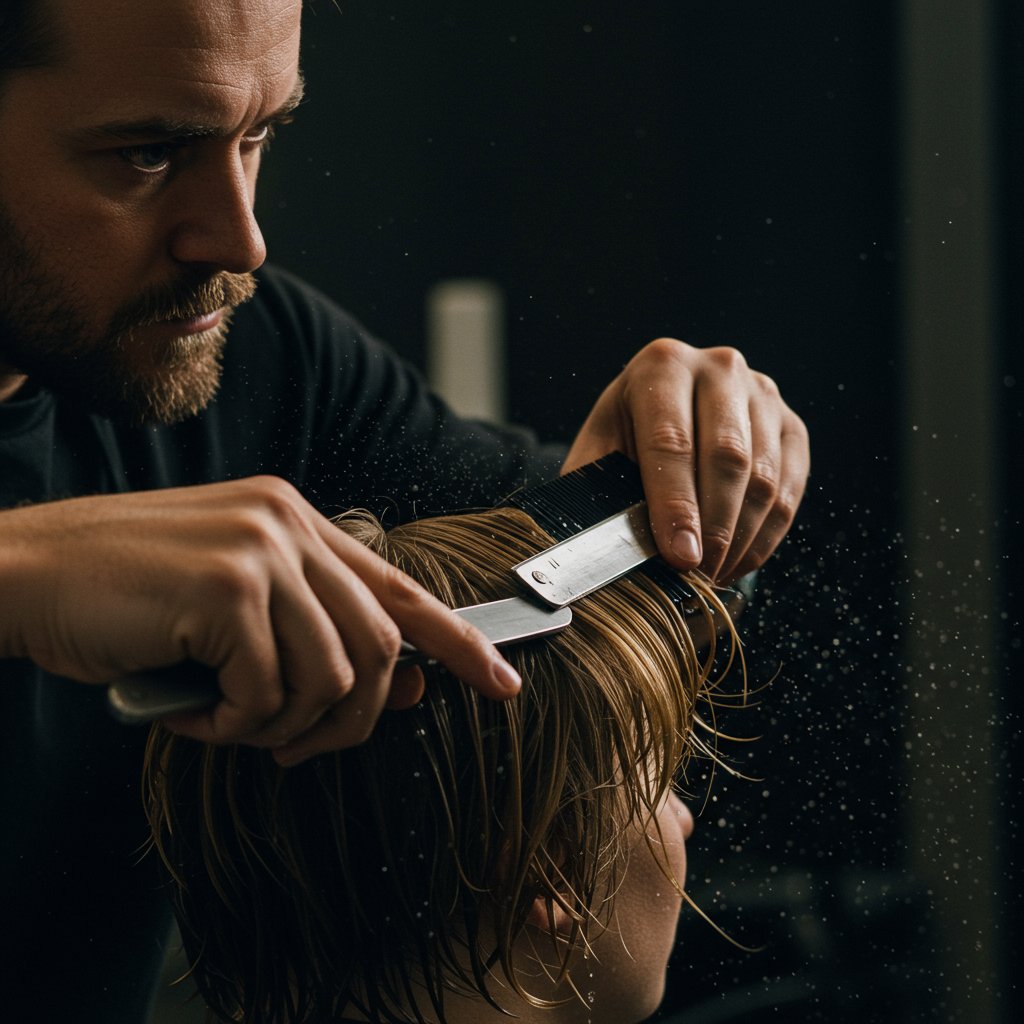 Stylist-Using-Straight-Razor-On-Hair