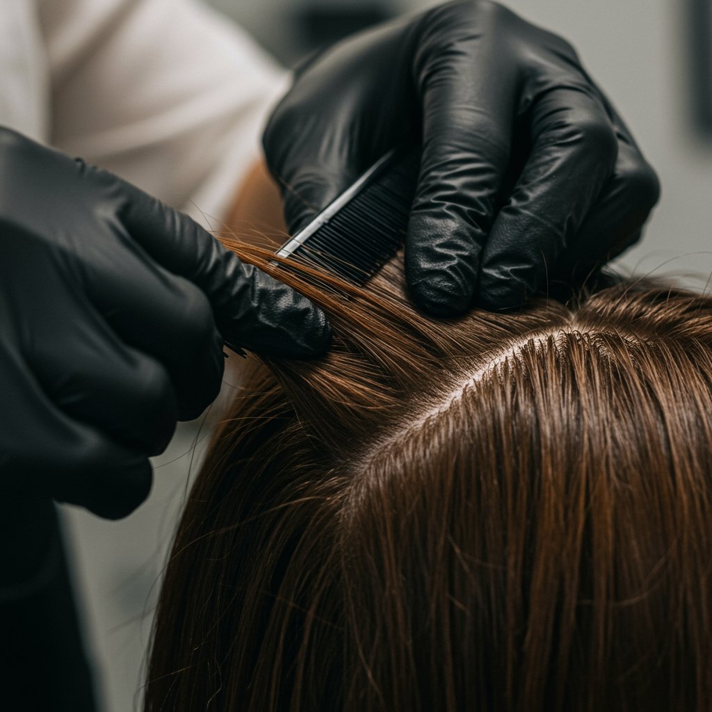 Stylist Examining Hair Scalp