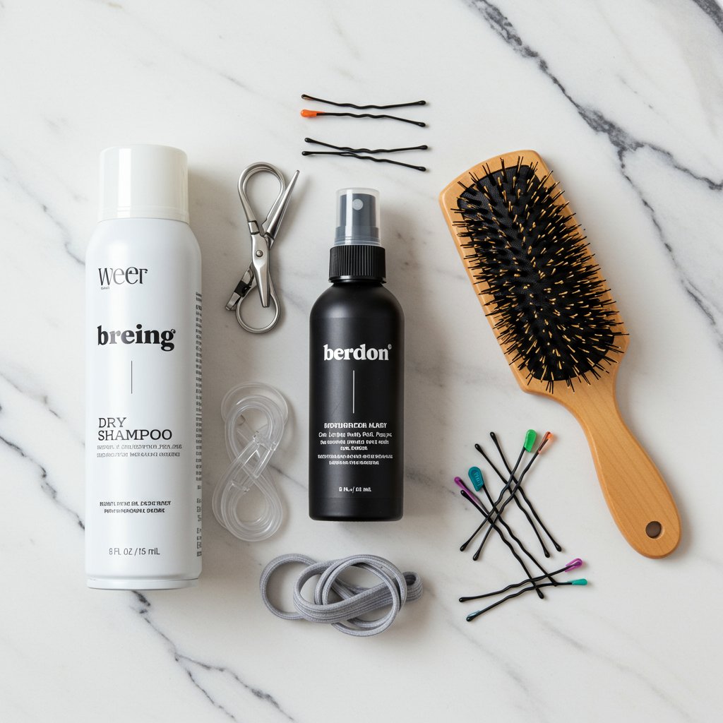 Flat Lay Of Hair Styling Tools