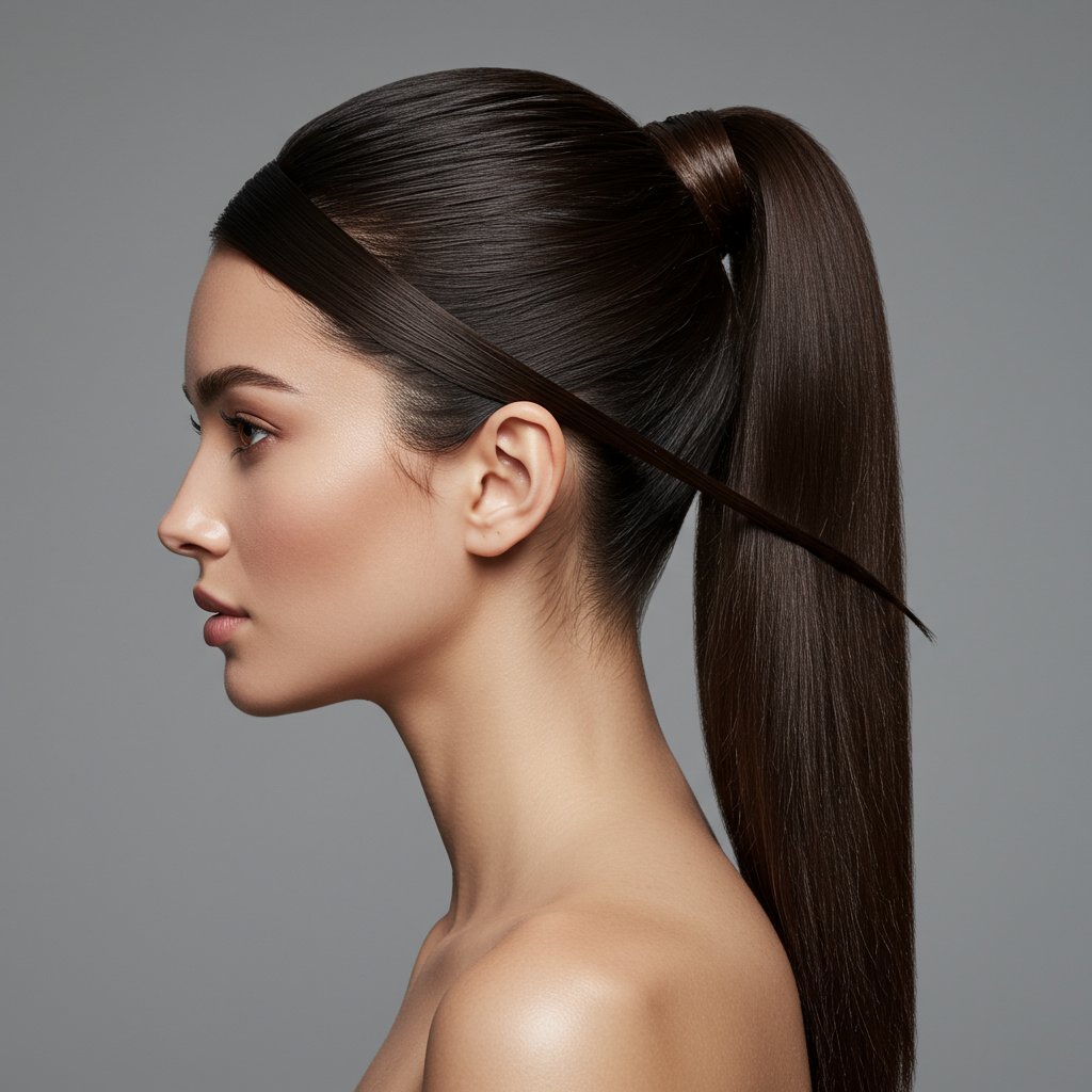 Sleek High Ponytail With Hair Wrap