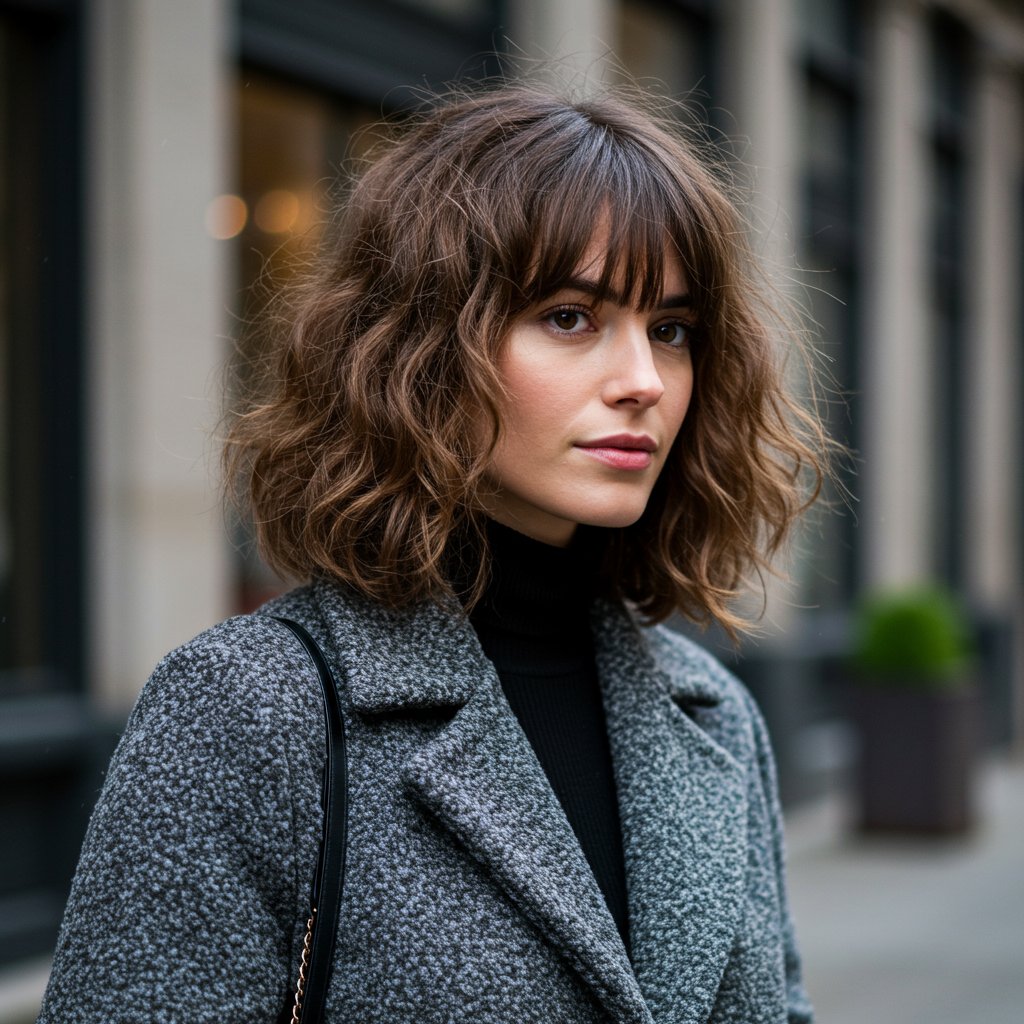 Woman With Modern Wavy Shag Haircut