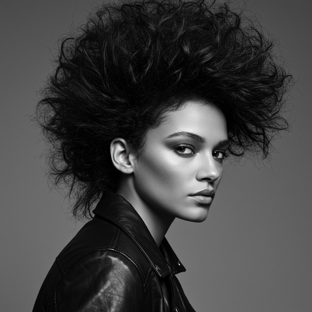 Edgy Model With Curly Wolf Cut