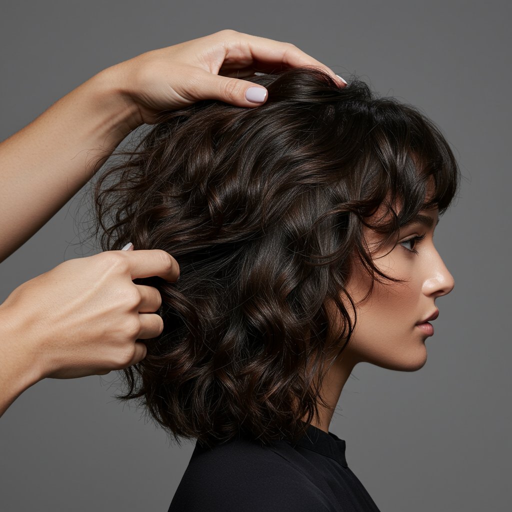 Stylist Demonstrating Curl Spring Effect