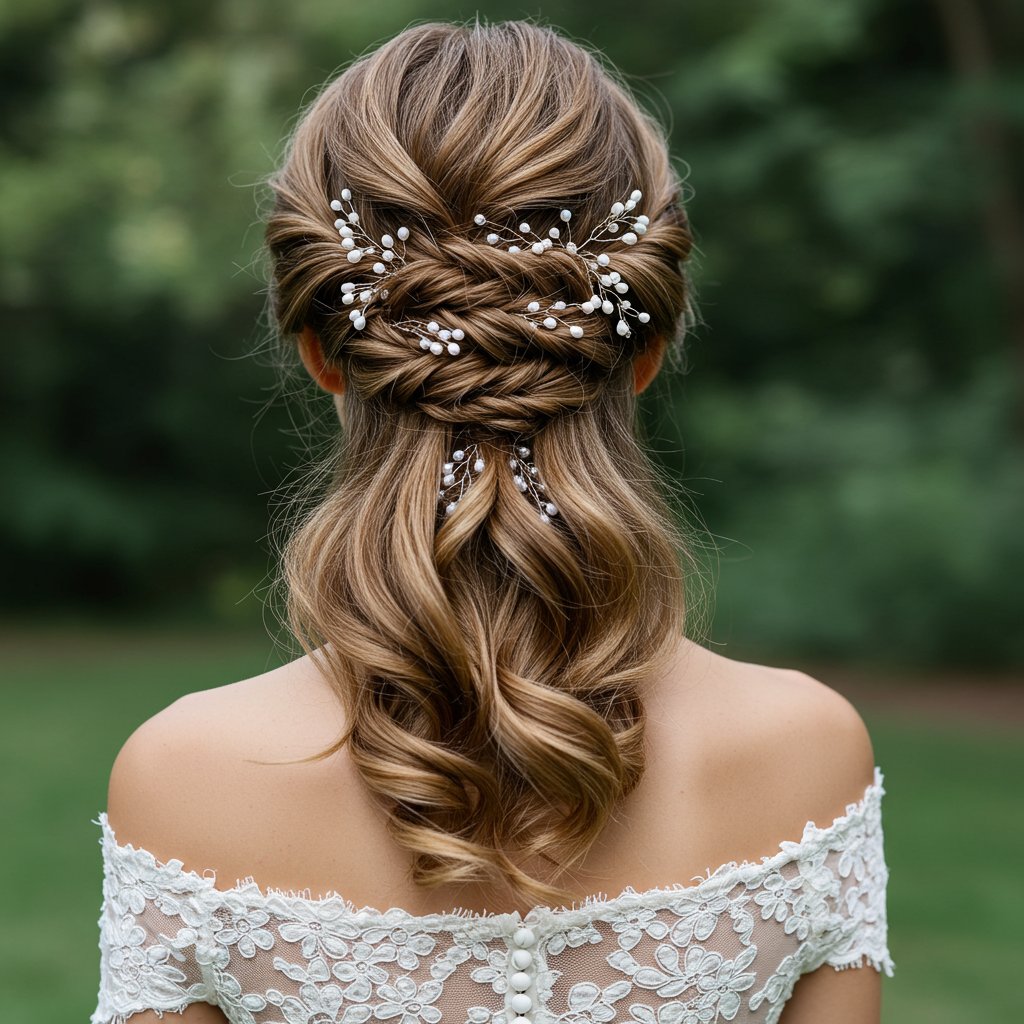 Bride With Romantic Half Up Hairstyle