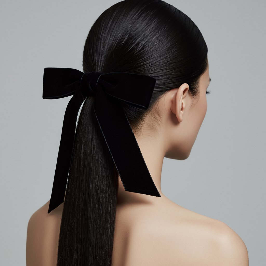 Half Up Style With Velvet Ribbon