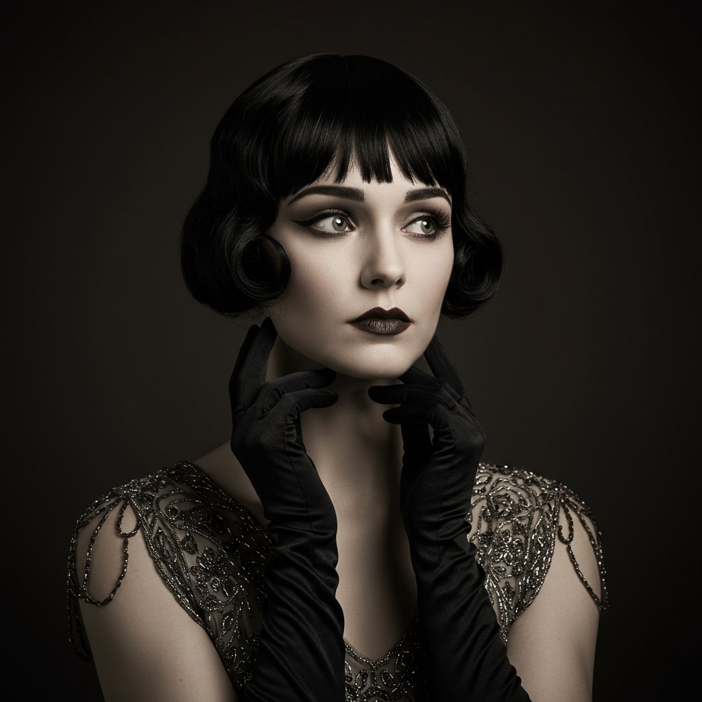 1920S-Flapper-With-Classic-Finger-Wave-Bob