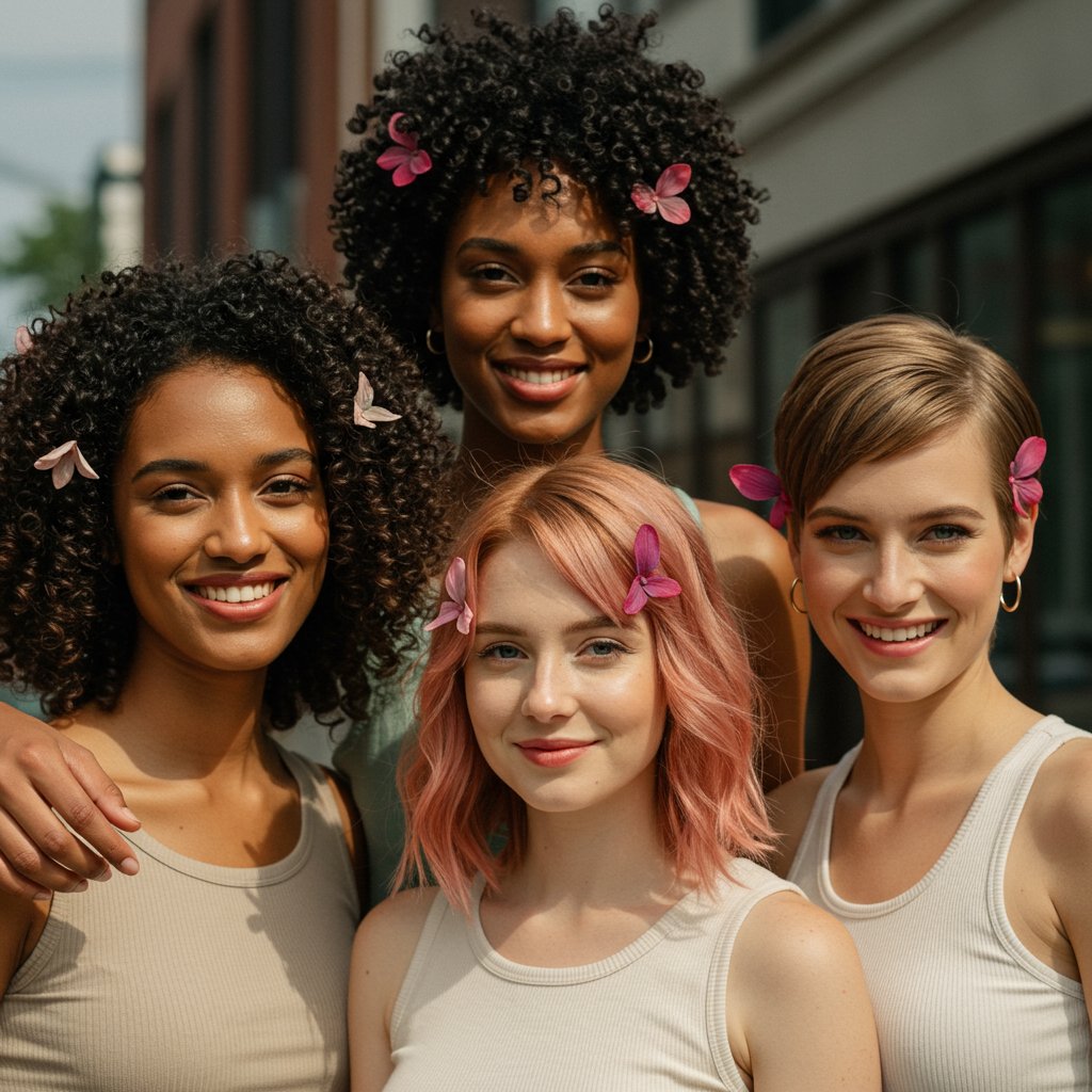 Diverse Women With Butterfly Haircuts