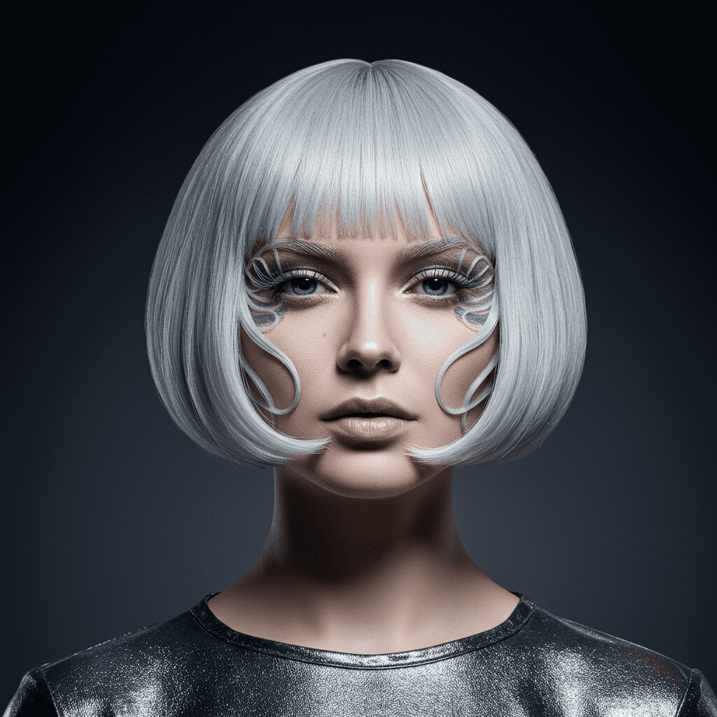 Carved Bob Platinum Silver