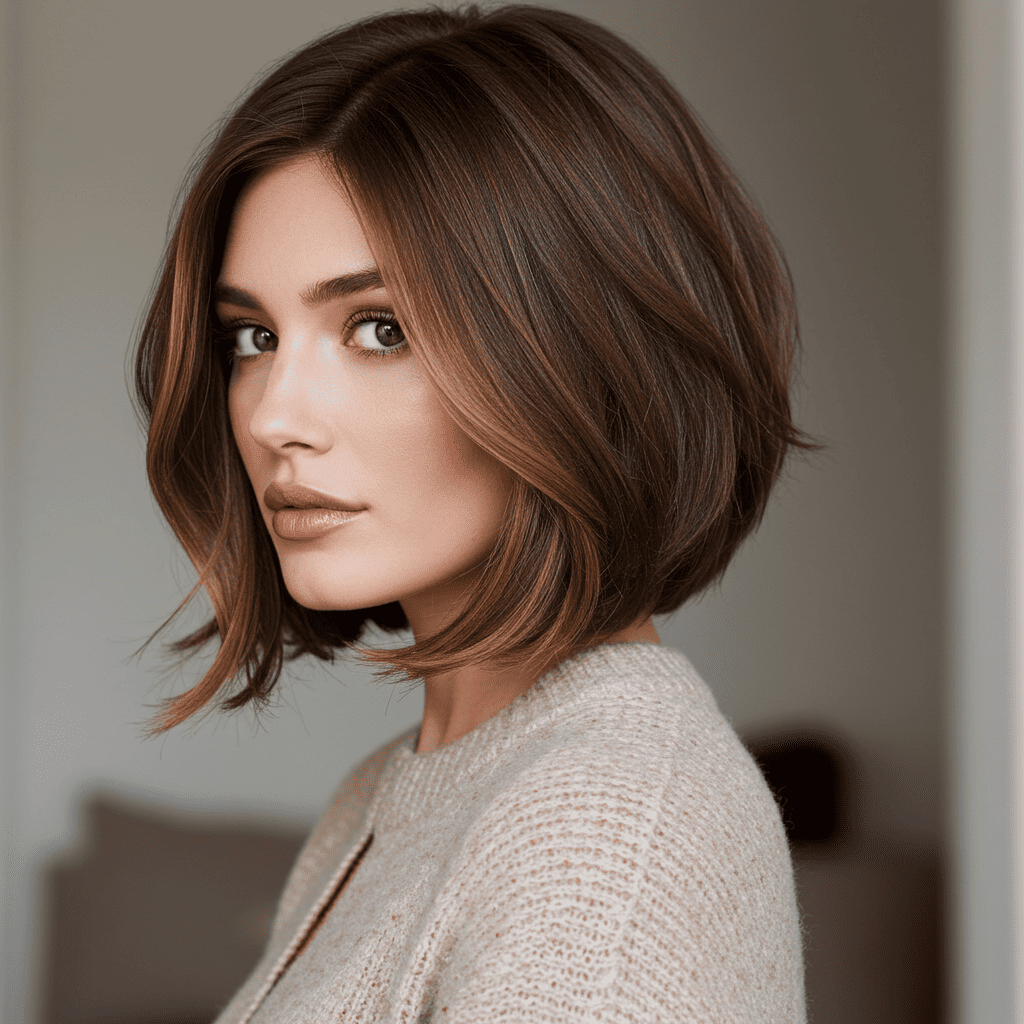 Layered Bob Caramel Highlights