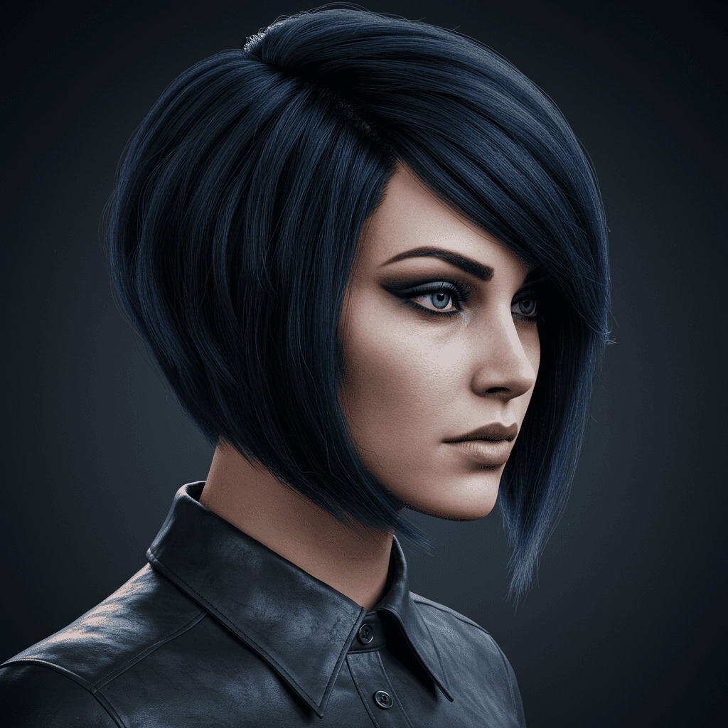 Razor Cut Bob Midnight Blue
