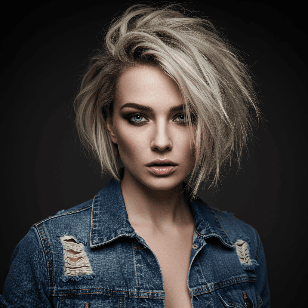 Shattered Bob Dark Roots Blonde