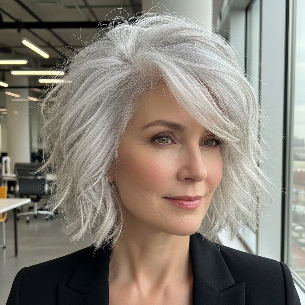 Textured Bob Silver Gray