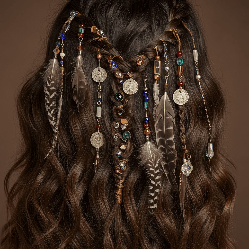 Boho waves with layered accessories and decorations