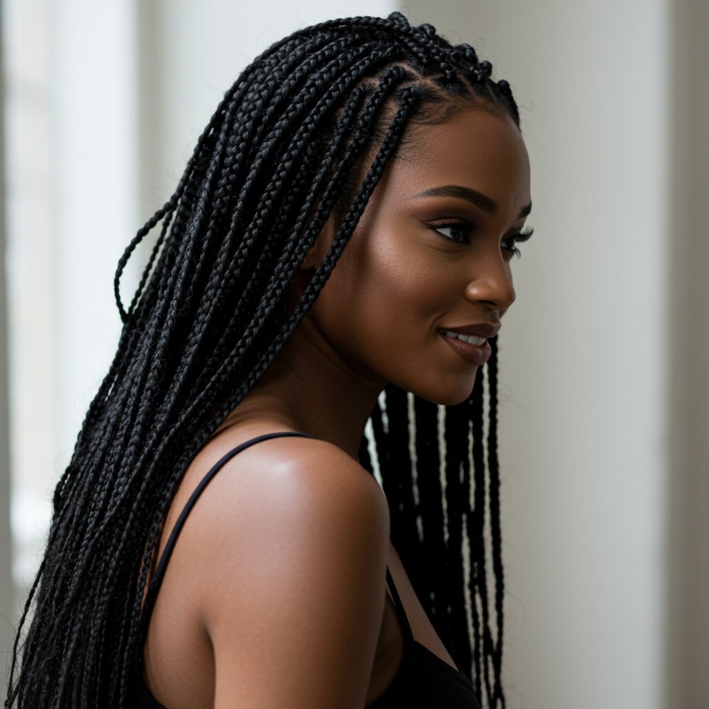 Woman With Elegant Box Braids