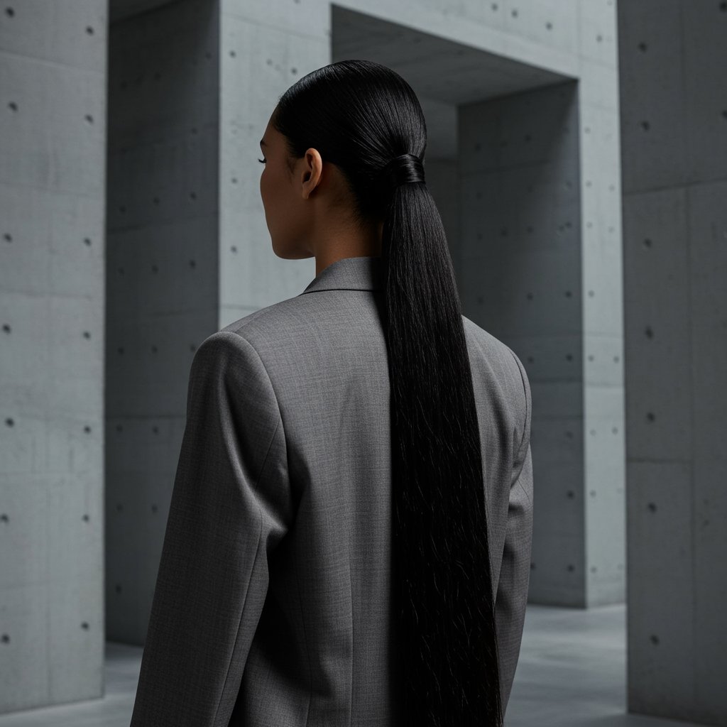 Model With Sleek Braided Ponytail