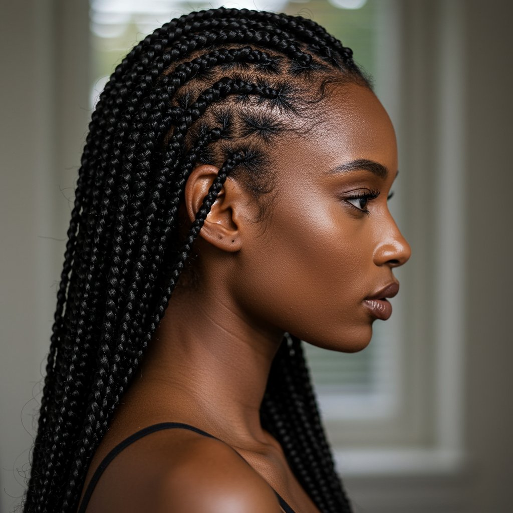 Portrait Woman With Knotless Box Braids