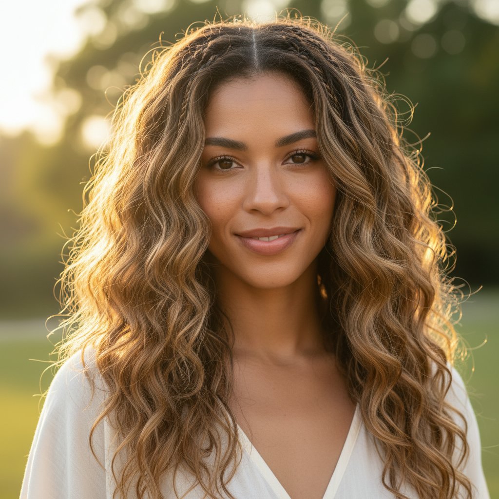 Braid Out with Highlights