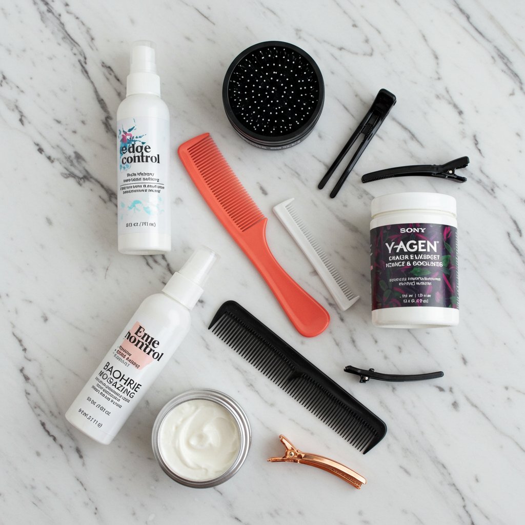 Flat Lay Of Braiding Hair Products