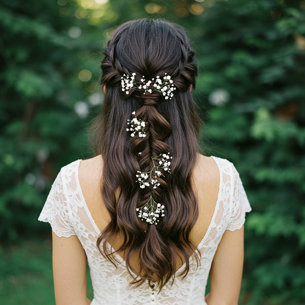 Romantic-Waterfall-Braid-At-Wedding