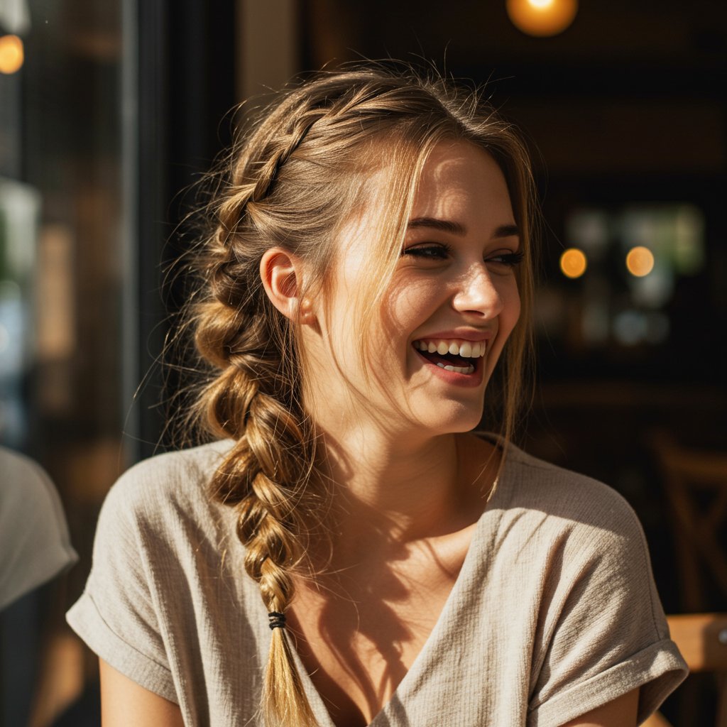 Woman-With-Messy-Side-Fishtail-Braid
