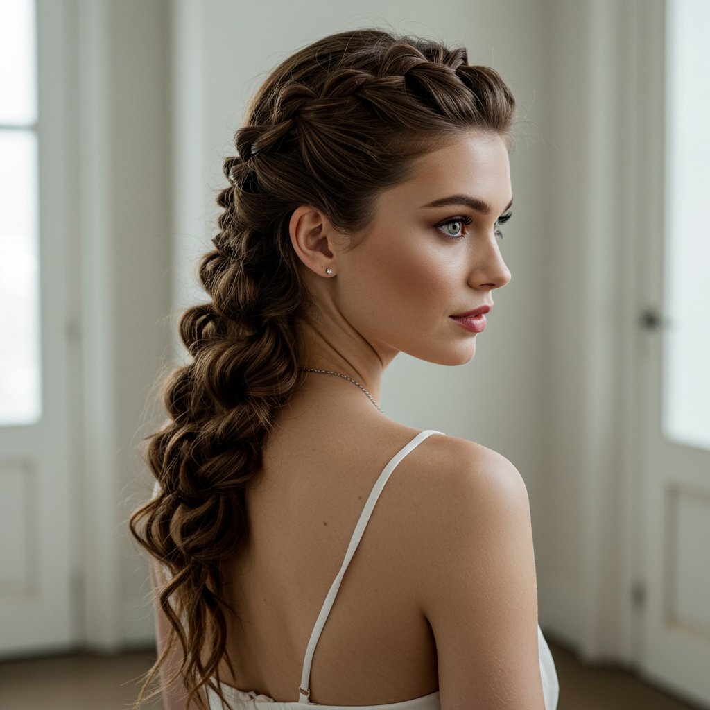 Woman-With-Elegant-Braid-Looking-Over-Shoulder