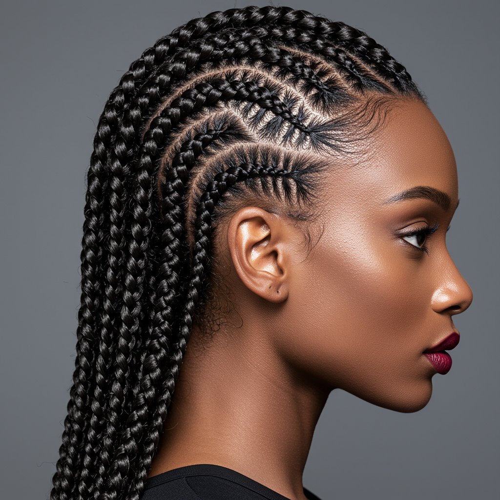 Modern-Cornrow-Hairstyle-Geometric-Pattern