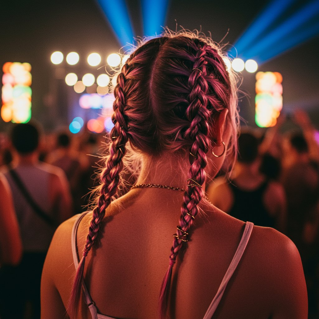 Woman-At-Festival-With-Accessorized-Braids