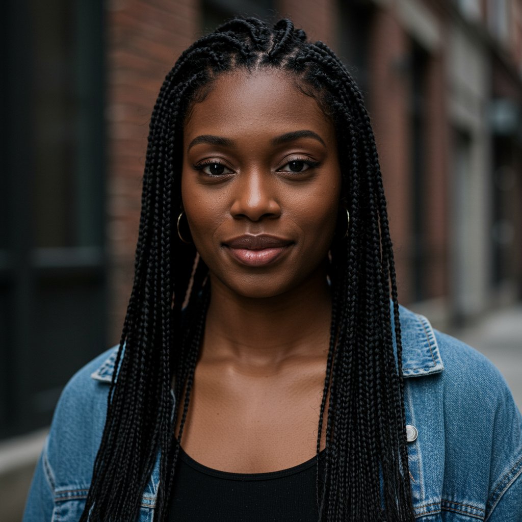 Woman-With-Stylish-Knotless-Box-Braids