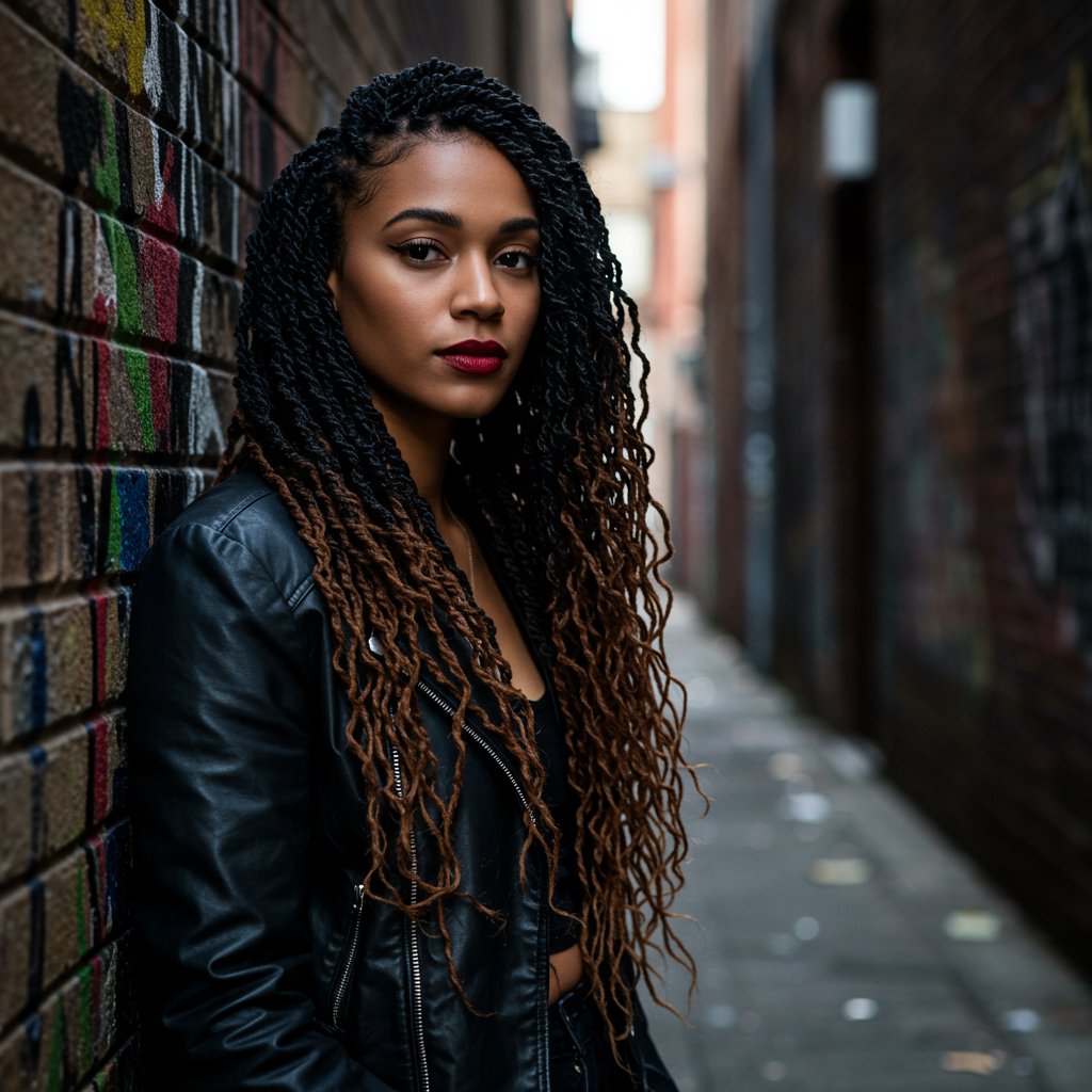 Edgy-Woman-With-Passion-Twists-In-Urban-Setting