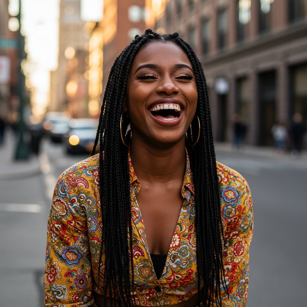 Stylish-Woman-With-Long-Knotless-Braids