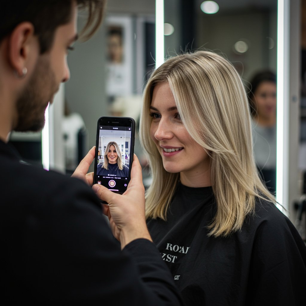 Stylist Capturing Client Hair Video