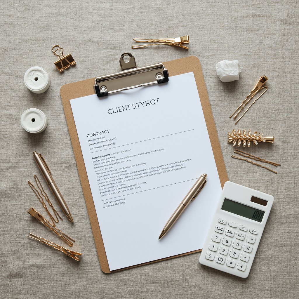 Flat-Lay-Of-Bridal-Hair-Business-Documents-And-Tools