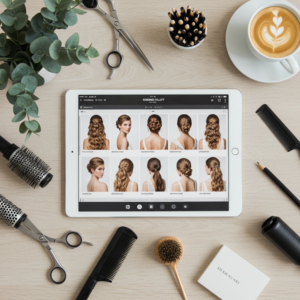 Stylist-Curating-Bridal-Portfolio-On-Tablet