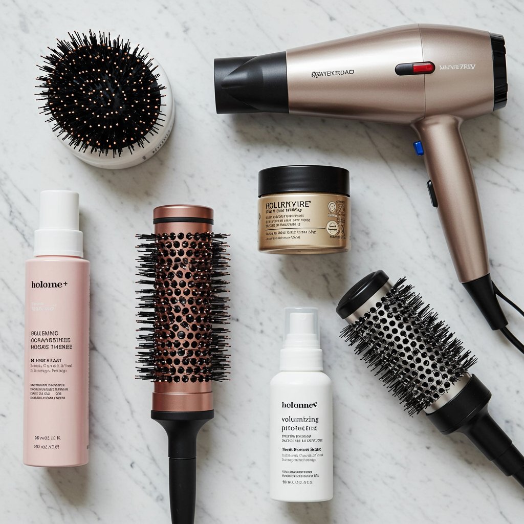 Styling Tools For Butterfly Haircut Flatlay