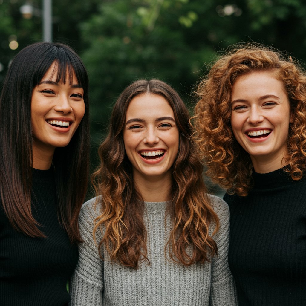 Diverse Women With Butterfly Haircuts