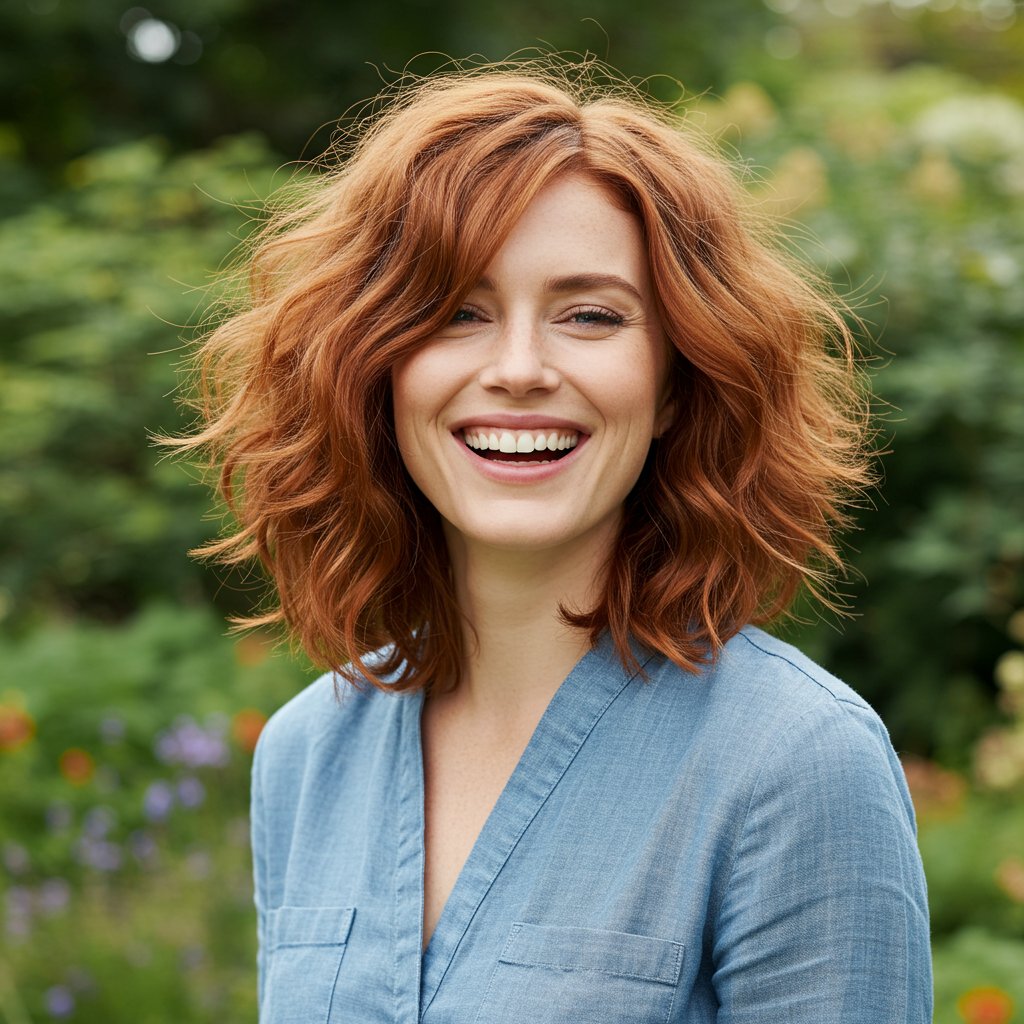 Woman With Wavy Butterfly Haircut