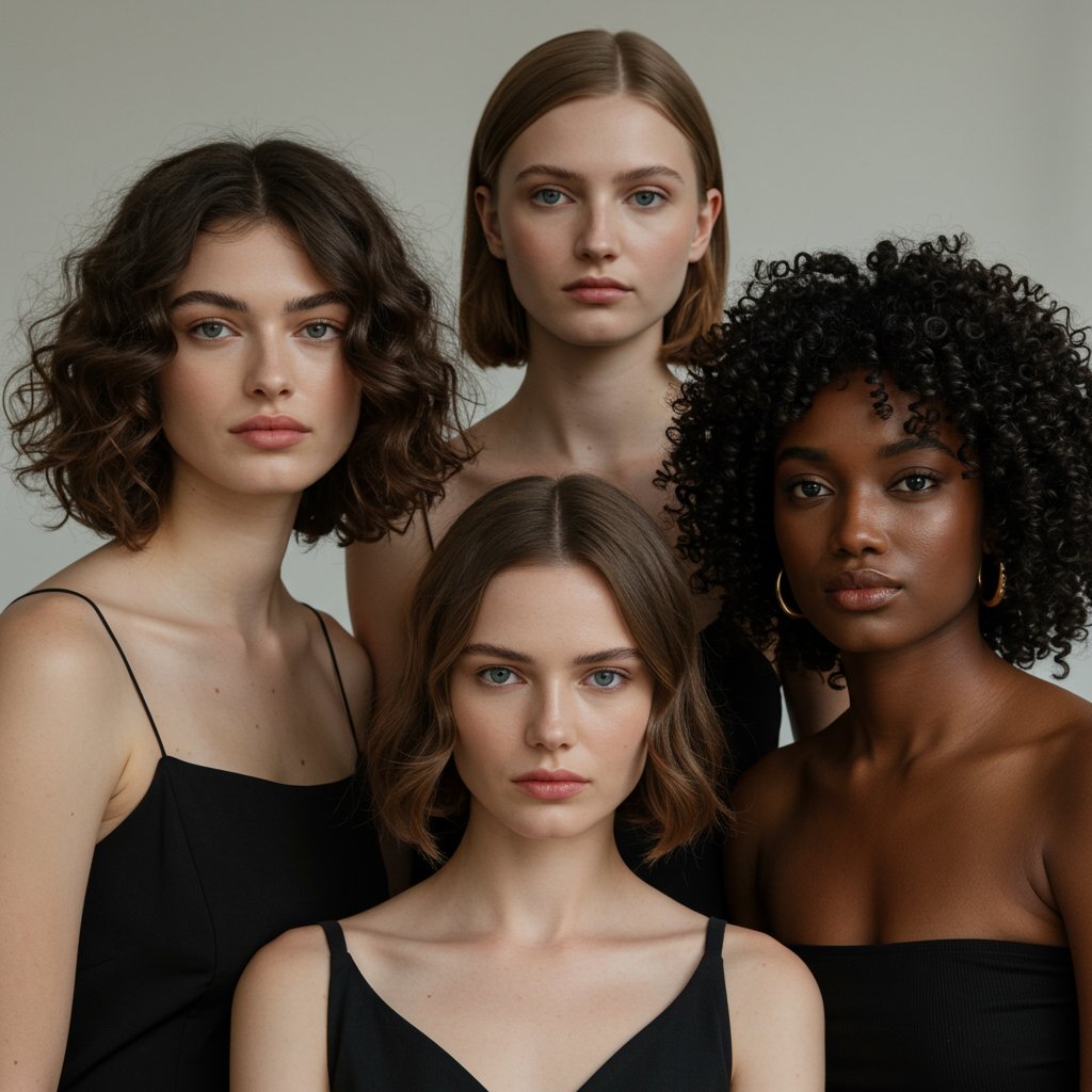Diverse Women With Butterfly Haircuts