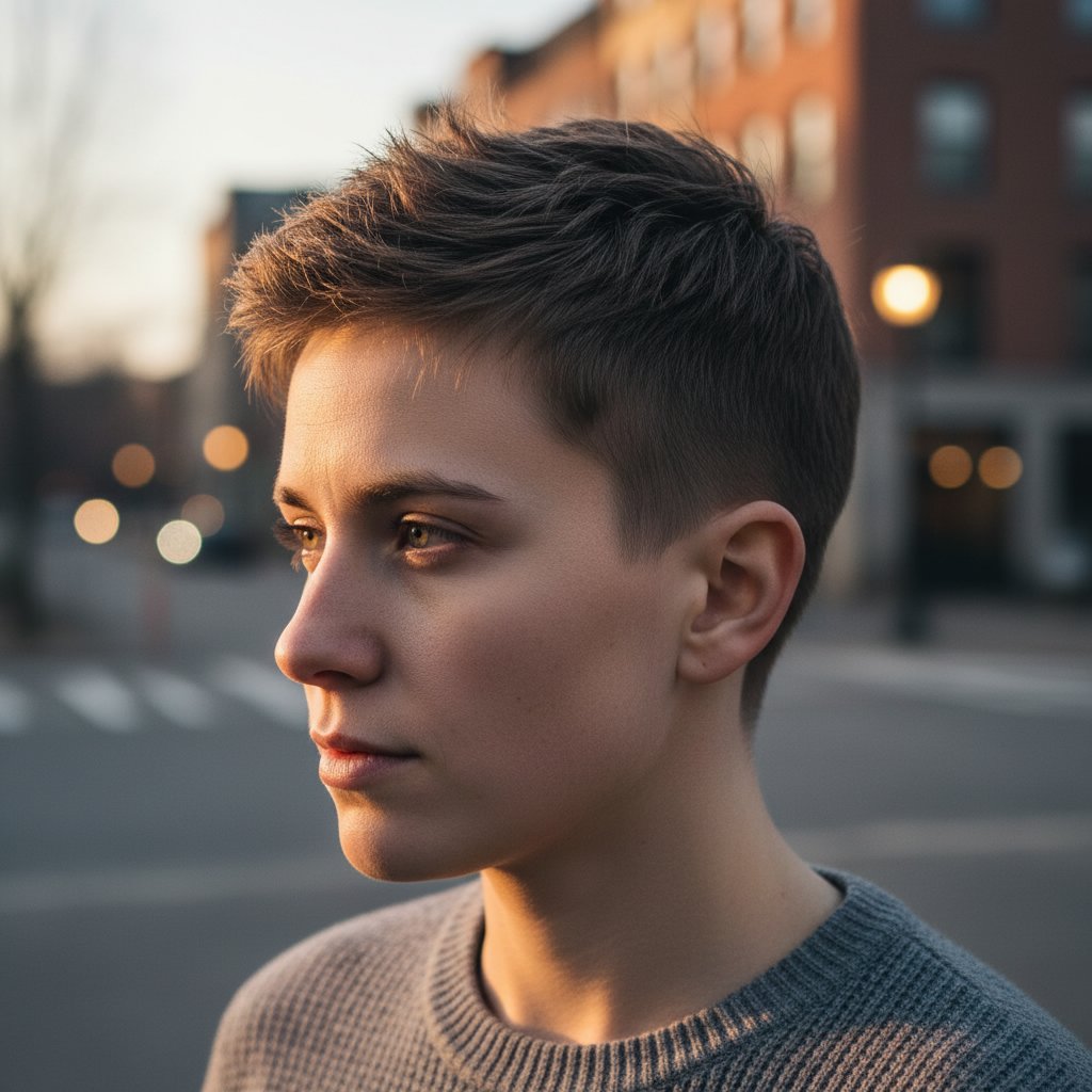 Buzz Cut with Textured Top
