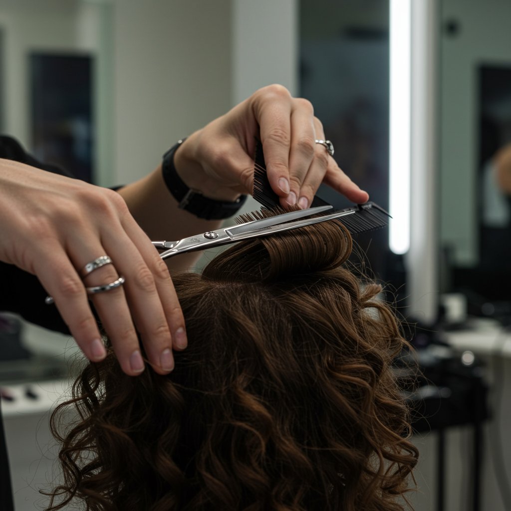 Stylist-Performing-Dry-Cut-On-Curly-Hair