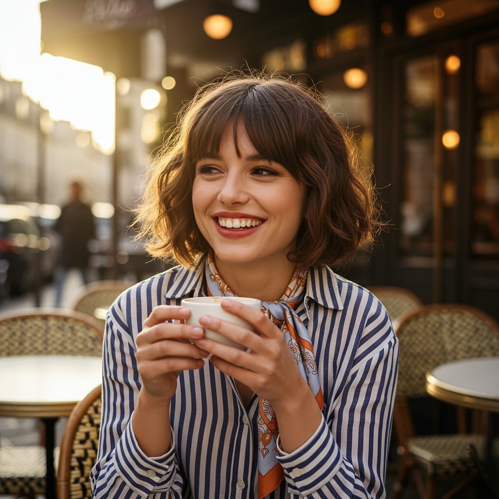 Woman-With-French-Bob-At-Parisian-Cafe