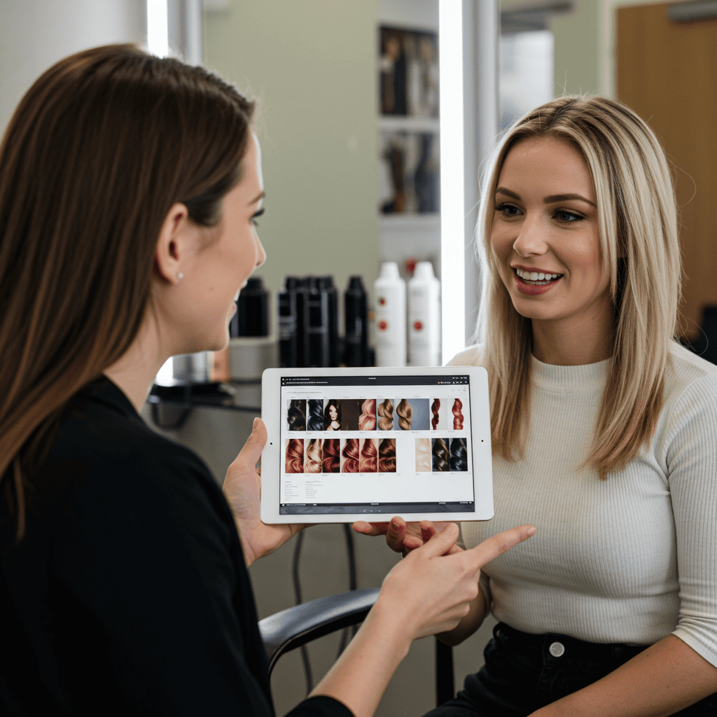 Client Stylist Consultation With Tablet